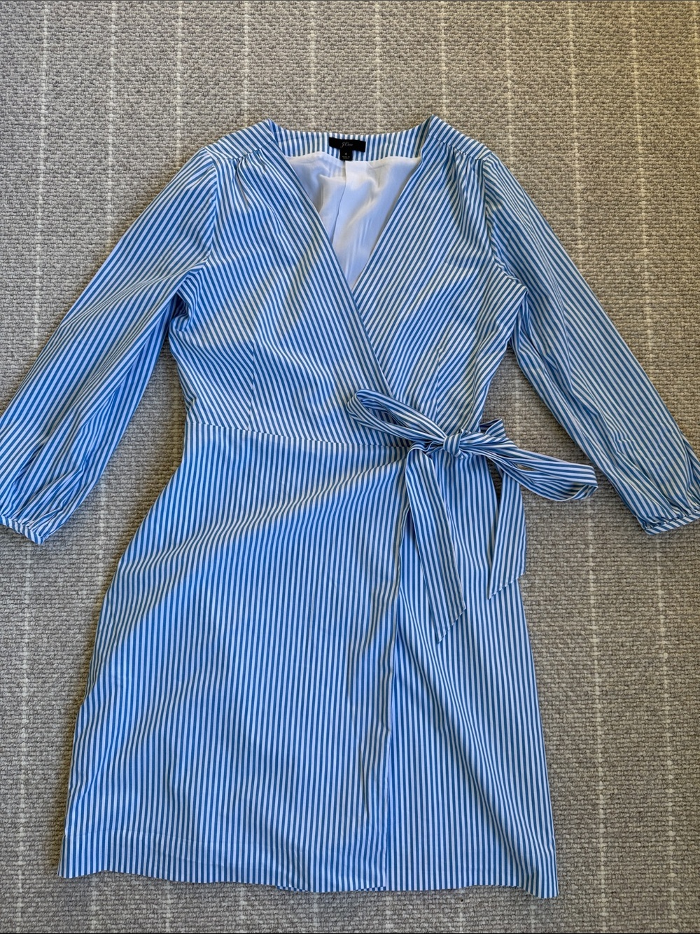 J. Crew Blue Striped Wrap Dress with Tie Waist Size 4 Women’s